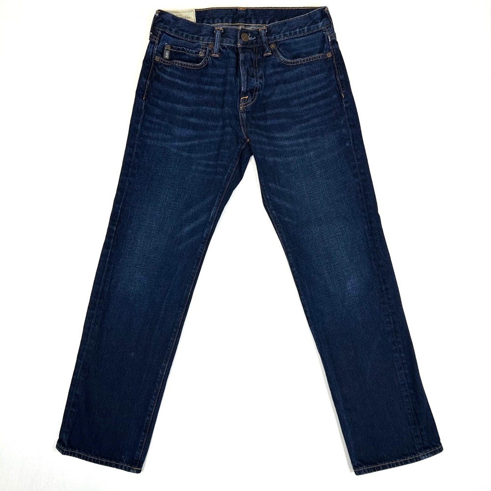 Abercrombie & Fitch Classic Straight Leg Dark Wash Button Fly Jeans 29x29.5
